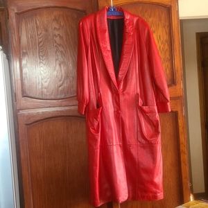 Red leather full length coat FANTASTIC PRICE